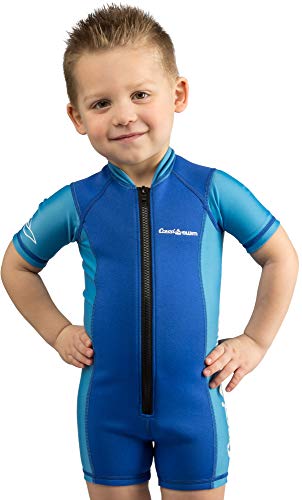 Cressi Shorty Kid Monoshort Infantil en Neopreno de 1.5/2mm de Mangas Cortas, Unisex niños, Azul/Azul Claro, M (3 Años)