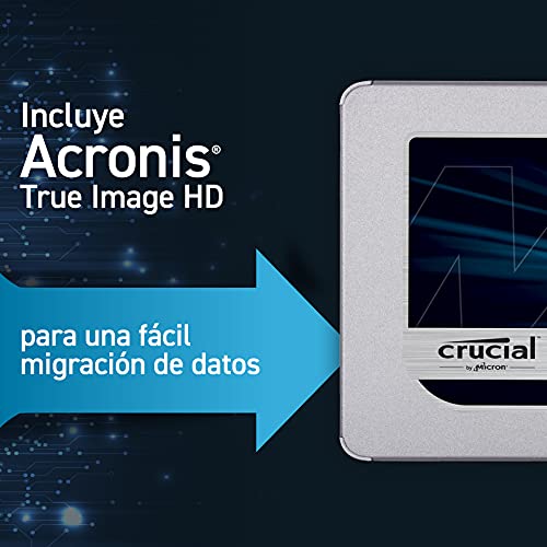 Crucial MX500 1TB CT1000MX500SSD1 Unidad interna de estado sólido-hasta 560 MB/s (3D NAND, SATA, 2.5 Pulgadas)