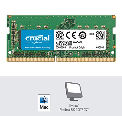 Crucial RAM CT16G4S24AM 16 GB DDR4 2400 MHz CL17 Memory for Mac