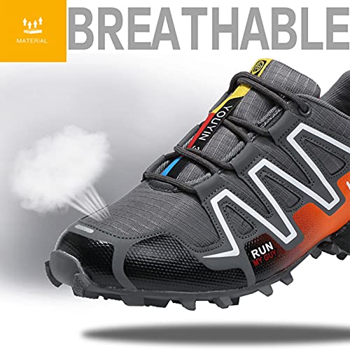 Csgkag Zapatillas Trekking Hombre Zapatos de Senderismo Zapatillas Trail Running Escalada Aire Libre Antideslizantes Ligero Deportivas,Gris Naranja,EU42