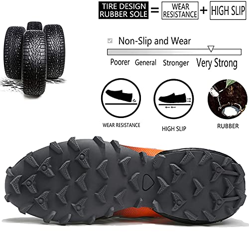 Csgkag Zapatillas Trekking Hombre Zapatos de Senderismo Zapatillas Trail Running Escalada Aire Libre Antideslizantes Ligero Deportivas,Gris Naranja,EU42