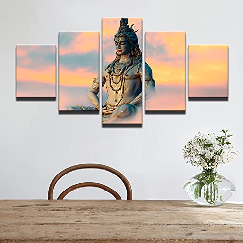 Cuadro Modular de marco moderno 5 piezas indio Dios Shiva arte de pared lienzo impreso pintura decoración del hogar póster A60 XXL