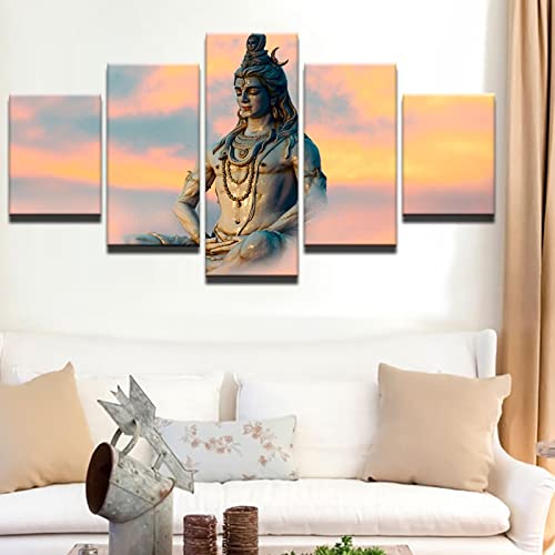 Cuadro Modular de marco moderno 5 piezas indio Dios Shiva arte de pared lienzo impreso pintura decoración del hogar póster A60 XXL