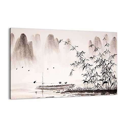 Cuadro sobre lienzo - Impresión de Imagen - bambú negro china - 120x80cm - Imagen Impresión - Cuadros Decoracion - Impresión en lienzo - Cuadros Modernos - Lienzo Decorativo - AA120x80-3116