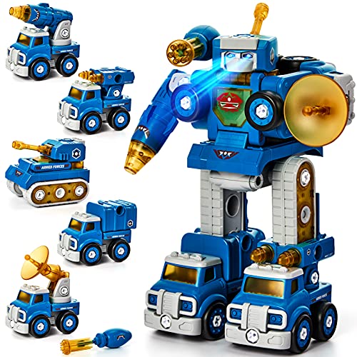 CubicFun 5 en 1 Robot Transformado Juguetes Niños 5 años Coches de Juguetes Conjunto de Vehículos Stem Juguetes de Construcción Regalo Juguetes Niños 4 5 6 7 años