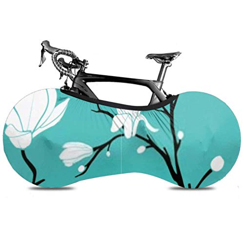 Cubierta de rueda de bicicleta Seamless Vector Pattern Magnolia Anti-dust Bike Bolsa de almacenamiento interior a prueba de arañazos, lavable Paquete de neumáticos de alta elasticidad Road Mtb P