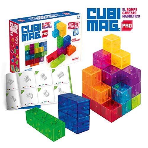 Cubimag Pro – Lúdilo, Juego Educativo para niños, Rompecabezas magnético, Juego de Viaje, Juguetes educativos, Puzzle 3D, Potencia la lógica y la visión Espacial, Multicolor