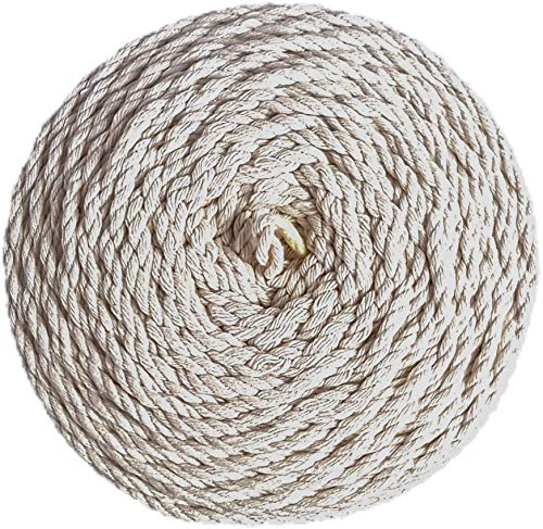 Cuerda de Macramé 4 mm 260m 1,5 kg 3 strand twisted - Cordón de Algodón Natural - Cuerda Tricapa de Algodón Fuerte, Tejido, Ganchillo, Bolsa, Cesta Colgante, Atrapasueños - MB Cordas