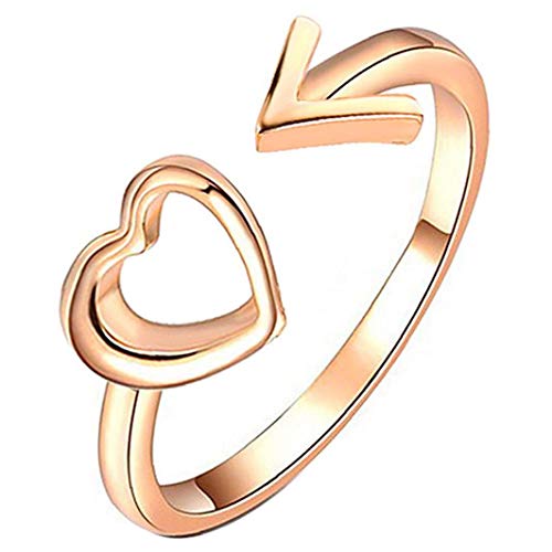 Culer Estilo Vintage Flechas Corazón del Anillo Abierto Ajustable Aleación De Dedo De La Joyería para La Señora (Oro)