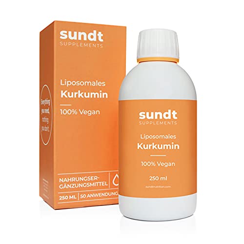 Curcumina liposomal líquida como antioxidante natural contra la inflamación - Frasco de 250 ml - 50 aplicaciones - Vegano y sin OGM - Hecho en la UE - Sundt Nutrition® Suplemento alimenticio