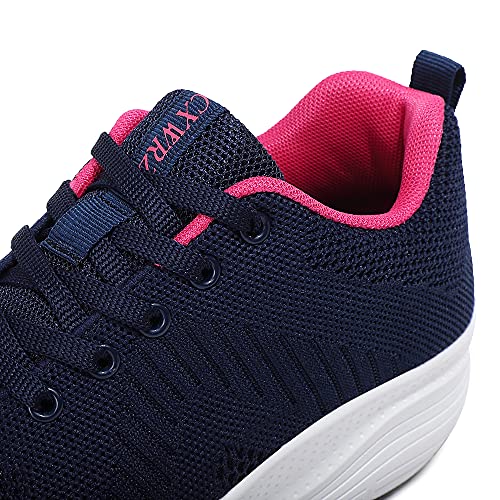 CXWRZB Casual Zapatillas Deportivas con Plataforma y tacón de cuña para Mujeres Rojo Azul Oscuro C 36 EU