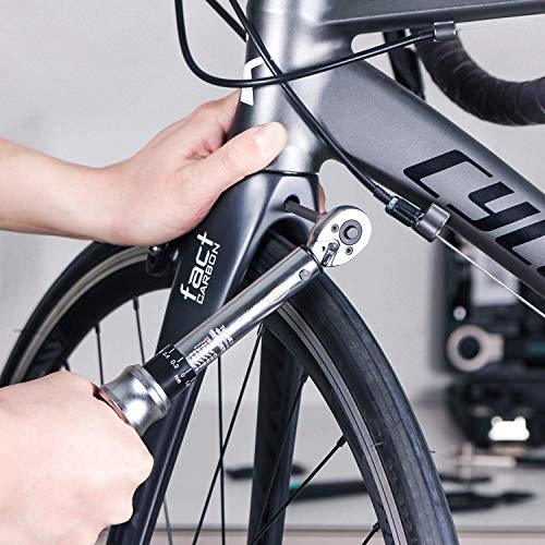 CXWXC - Juego de Llaves dinamométricas para Bicicleta de 1/4 Pulgadas, 1-25 NM, para Bicicletas de Carretera y de montaña, con 15 Llaves de Vaso Torx y Philips, extensión HW5 y Caja de Almacenamiento