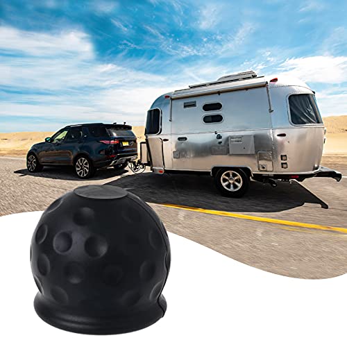 Cyleibe 2 tapas protectoras para enganche de remolque, con bola de goma, para coches, camiones, remolques, caravanas, remolques, barcos, color negro