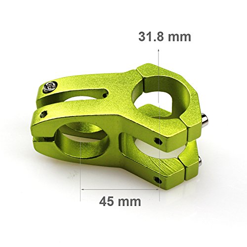 CYSKY Bike Stem 31.8 45mm Aleación de Aluminio Mountain Bike Stem Corto del Manillar de la Bicicleta para la mayoría de Las Bicicletas BMX MTB Road Bike (Verde)