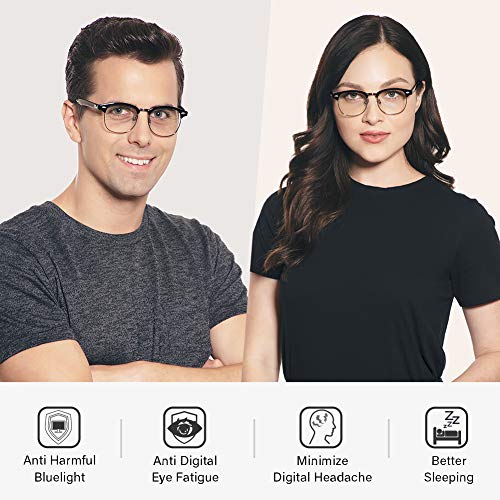 Cyxus Gafas con Filtro de luz Azul para Oficinista, Gafas Medio Marco Anti-Luz Azul para Ancla de internet para Ordenador, Juegos etc, Hombre y Mujer