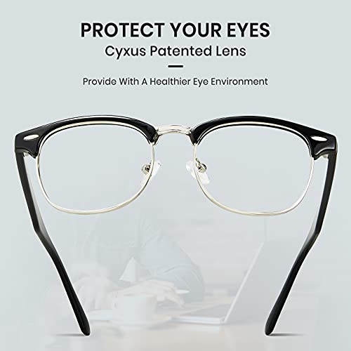 Cyxus Gafas con Filtro de luz Azul para Oficinista, Gafas Medio Marco Anti-Luz Azul para Ancla de internet para Ordenador, Juegos etc, Hombre y Mujer