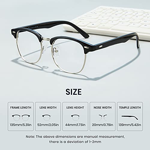 Cyxus Gafas con Filtro de luz Azul para Oficinista, Gafas Medio Marco Anti-Luz Azul para Ancla de internet para Ordenador, Juegos etc, Hombre y Mujer