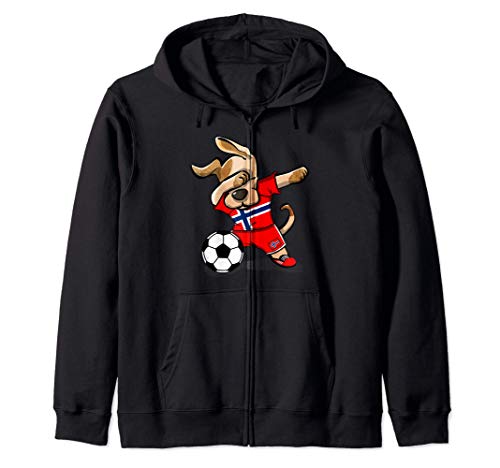 Dabbing Dog Noruega Fútbol Bandera Noruega Fútbol Sudadera con Capucha