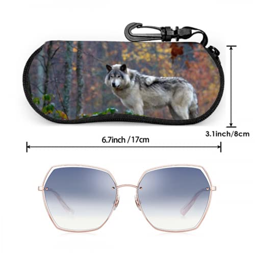 DAIDYA Estuche para gafas, Lone Timber Wolf Grey Canis Lupus Gafas de sol Estuche blando Estuche ultraligero de neopreno con cremallera Estuche para anteojos