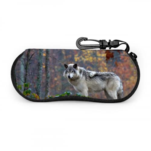 DAIDYA Estuche para gafas, Lone Timber Wolf Grey Canis Lupus Gafas de sol Estuche blando Estuche ultraligero de neopreno con cremallera Estuche para anteojos