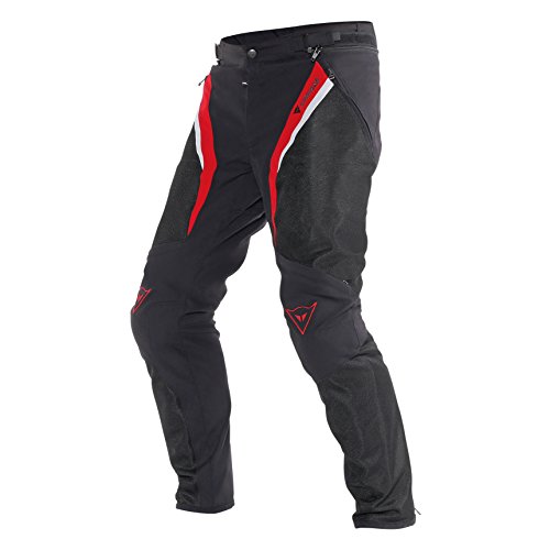 Dainese 1755081_678_52 Drake Super Air Tex Pants Pantalones Moto, Negro/Rojo/Blanco