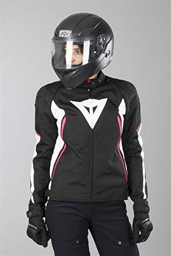 Dainese 2735190_T76 Chaqueta Moto, Multicolor(Negro/Blanco/Rosa), 42 EU