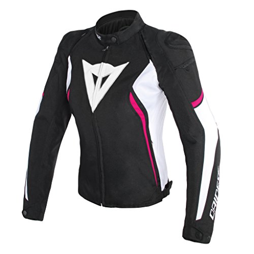 Dainese 2735190_T76 Chaqueta Moto, Multicolor(Negro/Blanco/Rosa), 42 EU