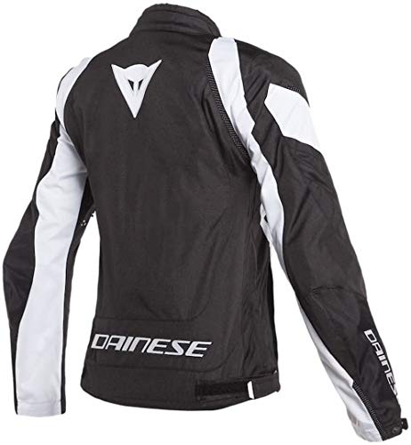 Dainese Edge Tex Chaqueta de moto para mujer, color negro/blanco, talla 46