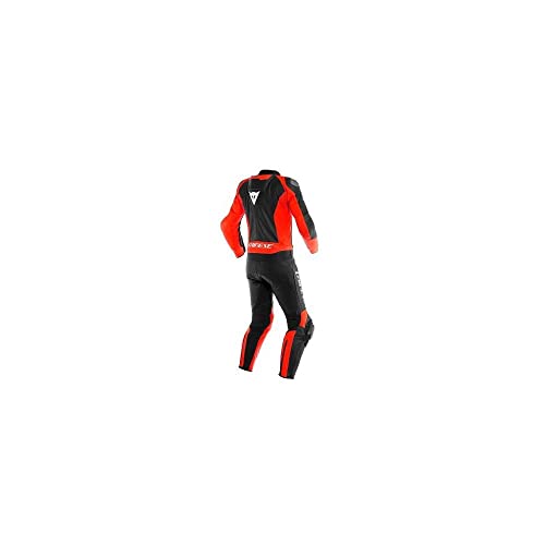 Dainese Mistel - Traje de piel para motocicleta, 2 piezas, color negro y rojo, talla 46