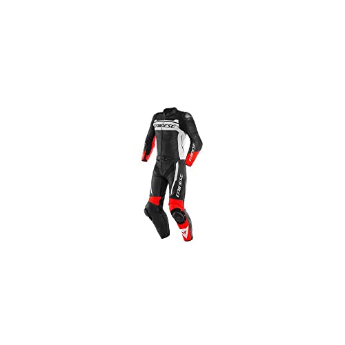Dainese Mistel - Traje de piel para motocicleta, 2 piezas, color negro y rojo, talla 46