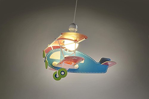 Dalber Baby Lámpara Infantil de Techo Plane Avión, 60 W, Azul, 49 x 64 x 39 cm