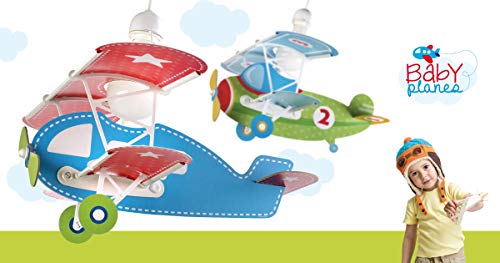 Dalber Baby Lámpara Infantil de Techo Plane Avión, 60 W, Azul, 49 x 64 x 39 cm