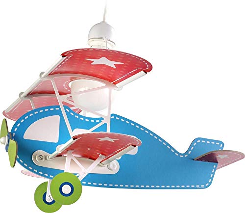 Dalber Baby Lámpara Infantil de Techo Plane Avión, 60 W, Azul, 49 x 64 x 39 cm