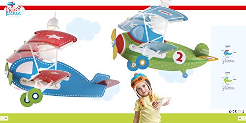 Dalber Baby Lámpara Infantil de Techo Plane Avión, 60 W, Azul, 49 x 64 x 39 cm