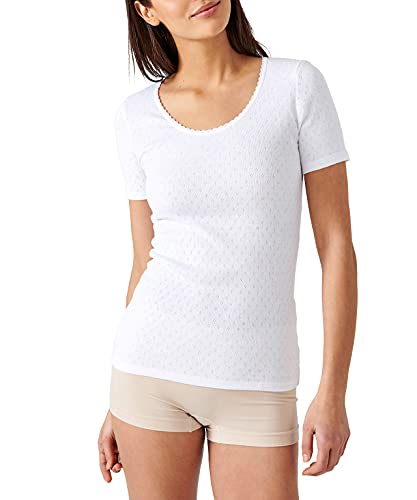 Damart 30227-Camiseta de Manga Corta con Malla de fantasía Ropa Interior, Blanco, M Mujer