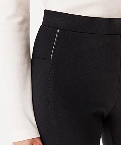 Damart Pantalon Pull-on Maille Milano et Biais Faux Cuir Vestir, Negro, 44 para Mujer