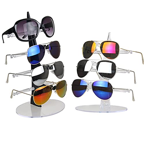 dancepandas Expositor de Gafas 2PCS Organizador de Gafas Acrílico Plástico Soporte de Gafas para Gafas de Sol, Anteojos de Miopía,Gafas de Lectura (Negro y Transparente)