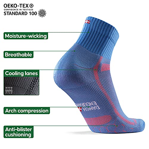 DANISH ENDURANCE Calcetines de Running para Largas Distancias, para Hombre y Mujer Pack de 3 (Azul Claro/Naranja, 39-42)