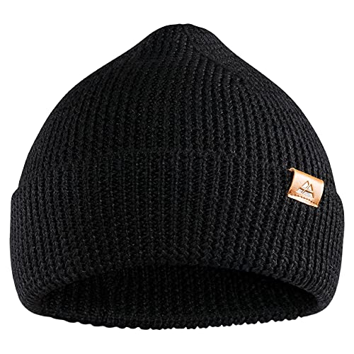 DANISH ENDURANCE Gorro Beanie de Lana Merina para Hombre y Mujer, Suave y Elástico, con Materiales Reciclados (Negro)