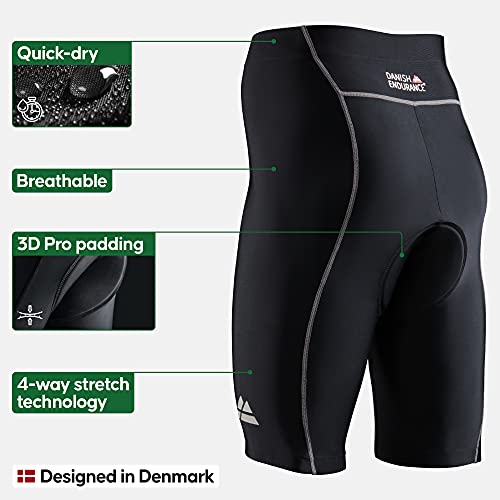 DANISH ENDURANCE Pantalones de Ciclismo para Hombre, 1 Pack (Negro/Gris, XXL)