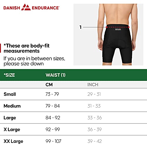 DANISH ENDURANCE Pantalones de Ciclismo para Hombre, 1 Pack (Negro/Gris, XXL)