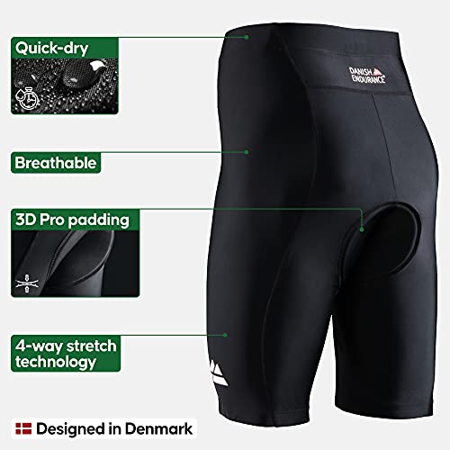 DANISH ENDURANCE Pantalones de Ciclismo para Hombre, 1 Pack (Negro/Negro, M)