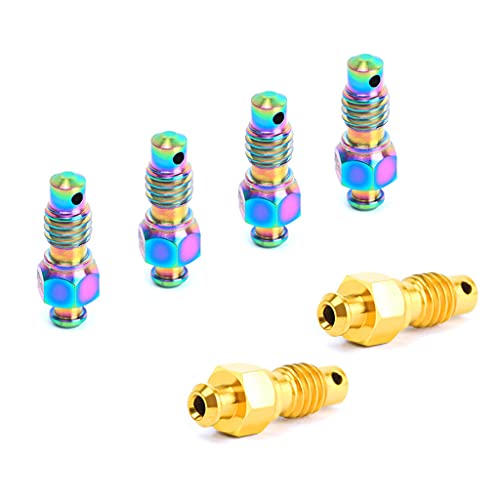 DANLINI 2 Pieces Biike Titanium Alloy M6 Hydraulic Oil Disc Brake Caliper Bleed Nipple Bolts,Gold