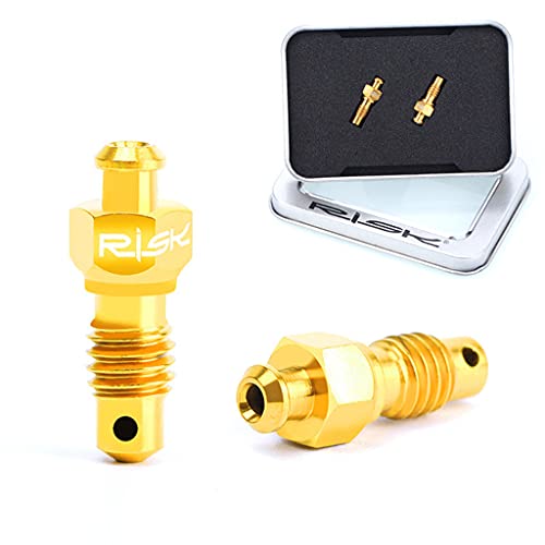 DANLINI 2 Pieces Biike Titanium Alloy M6 Hydraulic Oil Disc Brake Caliper Bleed Nipple Bolts,Gold