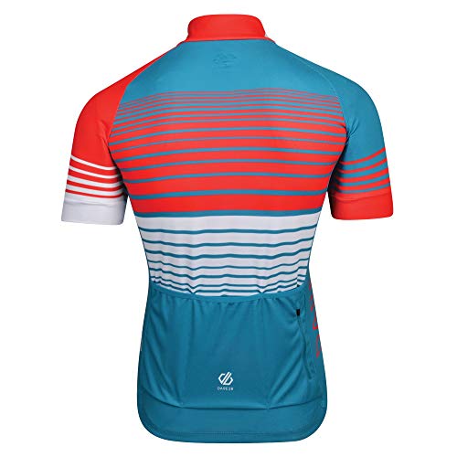 Dare 2b Aep Clarify - Maillot de Ciclismo para Hombre, ergonómico, Ligero, de Secado rápido, Reflectante, Hombre, Color Ocean Depths/Fiery Red, tamaño Small