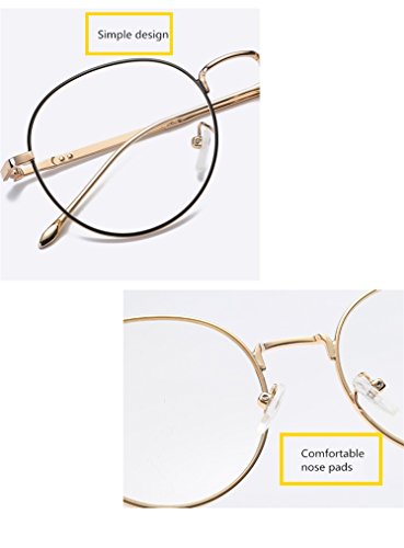 DAUCO Montura Gafas de para Unisex Hombre y Mujer con Montura de Metal-acero Fino Retro Vintage Lente - Transparente Visión Clara