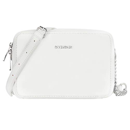 David Jones - Bolso Bandolera Cuadrado Mujer - Bolsos Cruzados Hombro Pequeños - Bolso de Mano Cadena Cuero PU - Bolso de Embrague Noche - Crossbody Messenger Bag Clutch Pochette Moda - Blanco