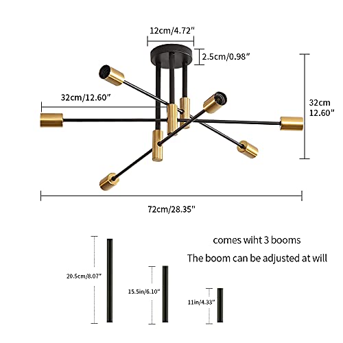 DAXGD lámparas de techo retro negras E27, Lámparas de techo industriales, luces de techo de ángulo ajustable de 180° para lámpara de sala de estar del dormitorio (Diámetro 72cm)