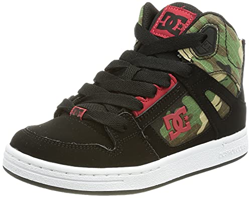 DC Shoes Pure Hi-Leather High-Top Shoes, Zapatillas, Negro, 33 EU