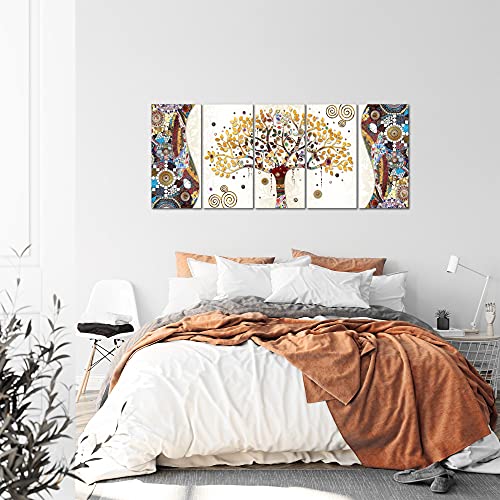 decoración de la mesa Wall Gustav Klimt Árbol de la Vida - 200 x 80 cm Vista de impresión en lienzo Salón Apartamento - listo para colgar - 004655a